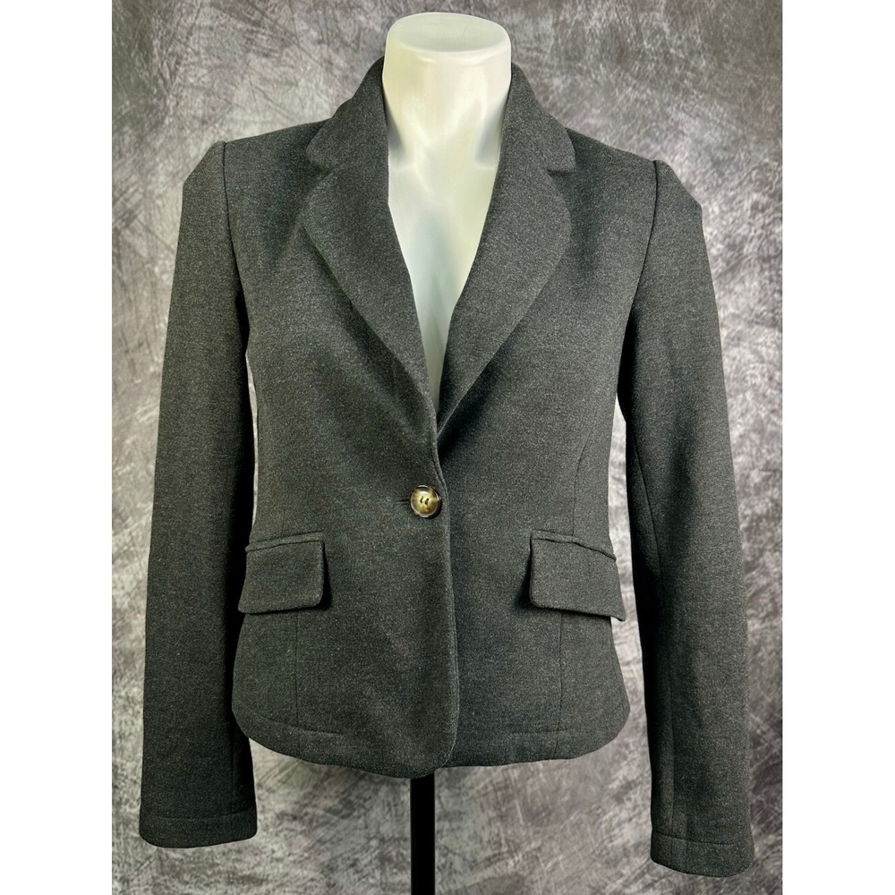 NWT Cartonnier Blazer Women 2 Charcoal Gray Knit One Button Anthropologie Jacket